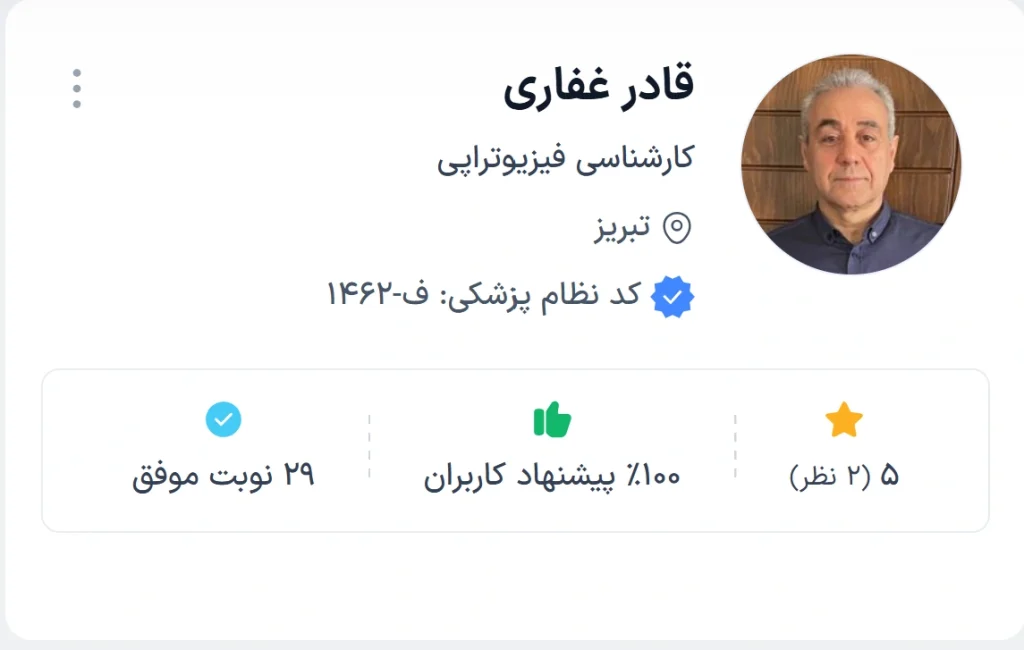 دکتر قادر غفاری تبریز یکی از چهره‌های شناخته‌شده در حوزه فیزیوتراپی تبریز
