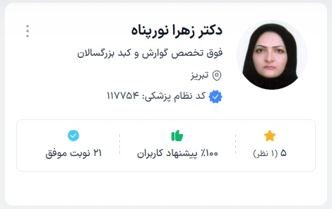 دکتر زهرا نورپناه پزشک حرفه‌ای گوارش و کبد در تبریز